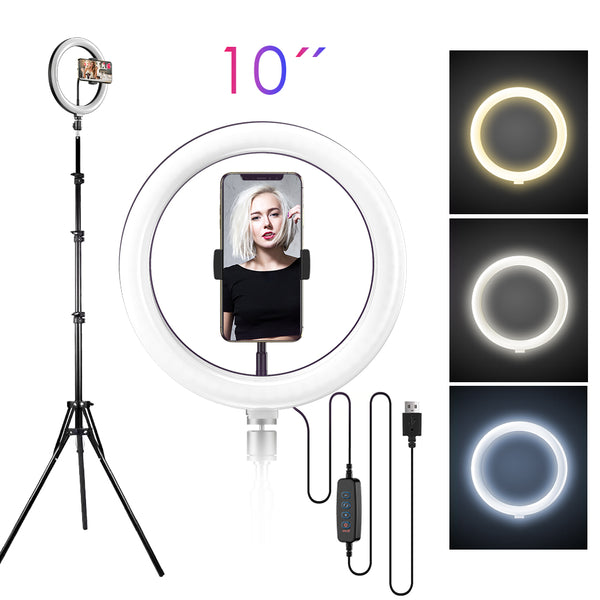 10" LED Ring Light & 1.9M Tripod Stand for Cameras