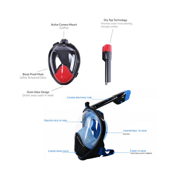 CamGo Full Face Snorkel Mask for Insta360