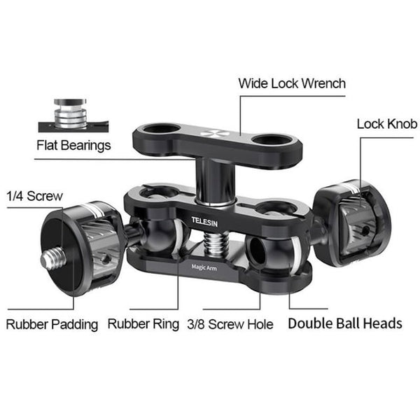Magic Arm 360 Rotation Double Ball Head Camera Bracket