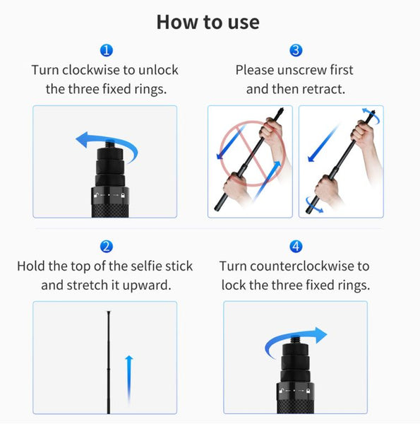 1.16 Meter Carbon Fibre Phone Selfie Stick