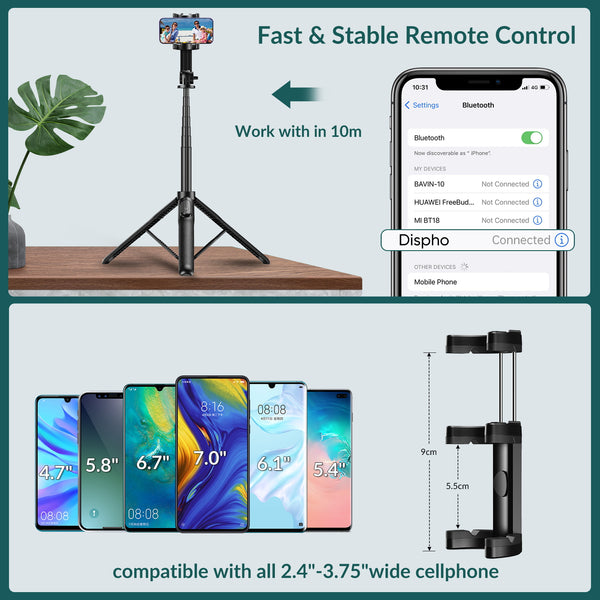 1.5m Bluetooth Selfie Stick Tripod for iPhone / Samsung / Google