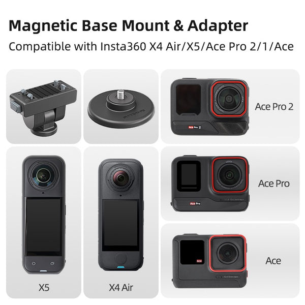 180 Magnetic Base Mount for Insta360 X5 / X4 Air / Ace Pro 2 1