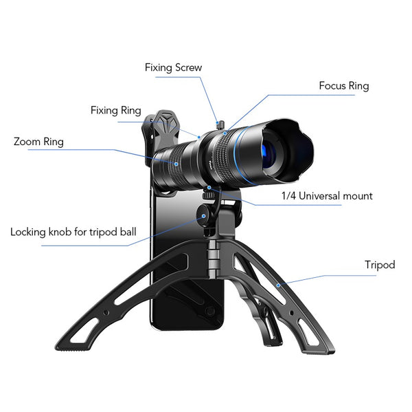 20-40x Zoom Telephoto Phone Lens with Table Tripod