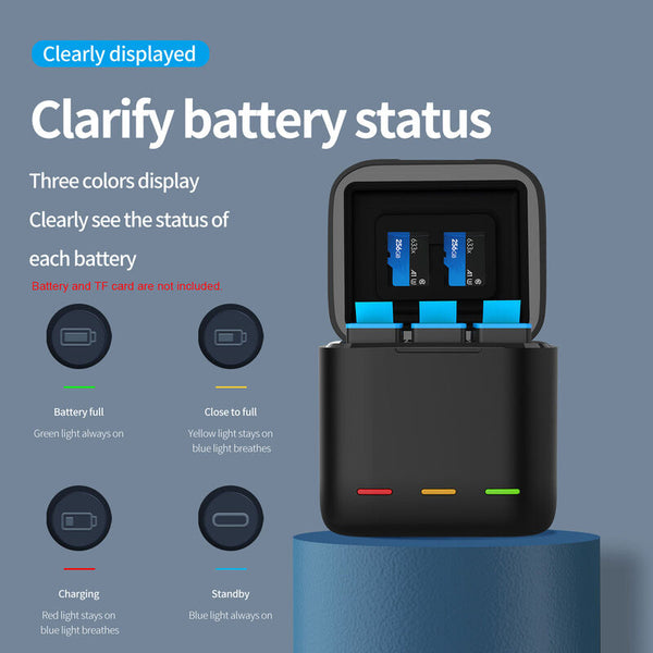 3 Channel Storage Battery Charger Box for GoPro Mission 1 Series