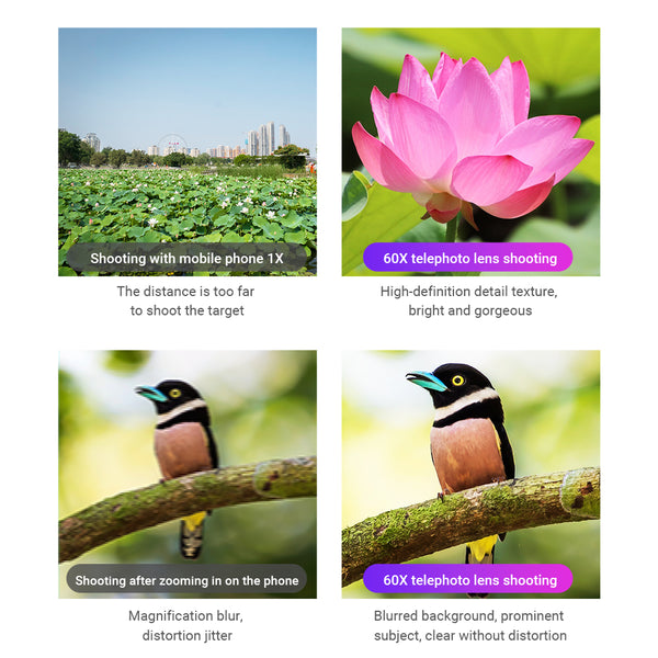 60x Zoom Telephoto Phone Lens with Professional Tripod