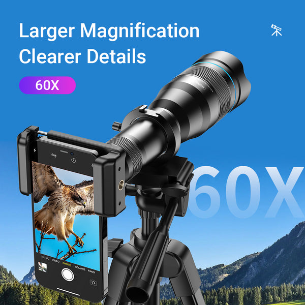 60x Zoom Telephoto Phone Lens with Professional Tripod