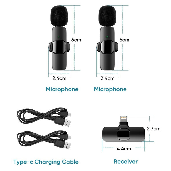 Dual Wireless Lavalier Microphone for iPhone / Samsung / Google