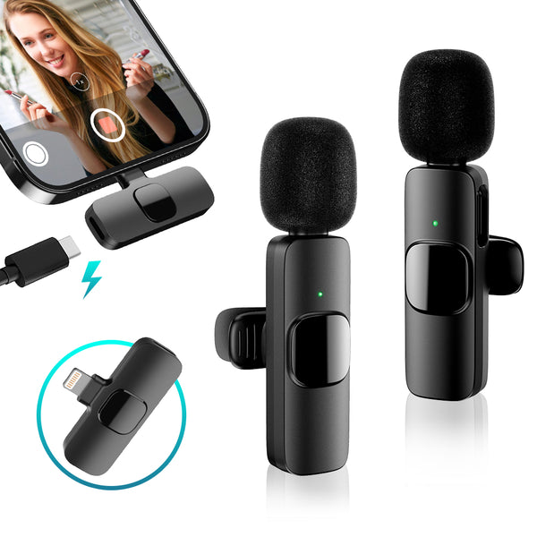 Dual Wireless Lavalier Microphone for iPhone / Samsung / Google