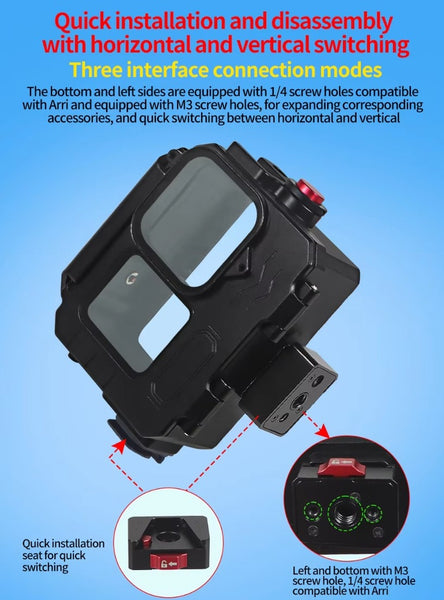 Aluminium Waterproof Housing Case for GoPro Hero 13 / Hero 12 / Hero 11 / Hero 10 / Hero 9