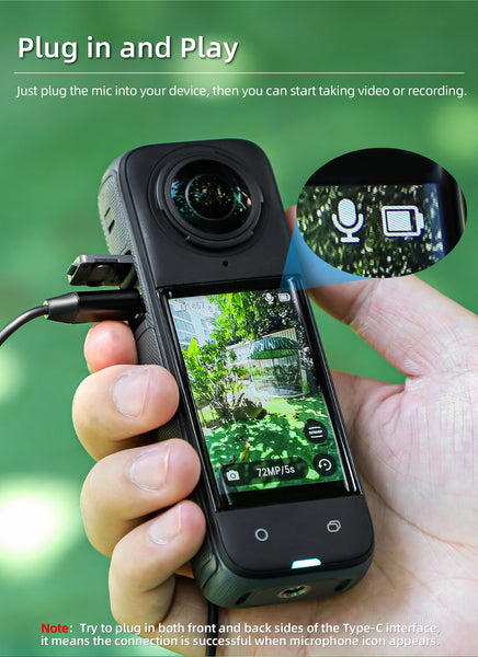Lavalier Microphone for Insta360 X5 / X4 Air / GO Ultra