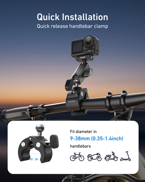 Magnetic 3 Way Super Clamp Mount for GoPro Mission 1 Series