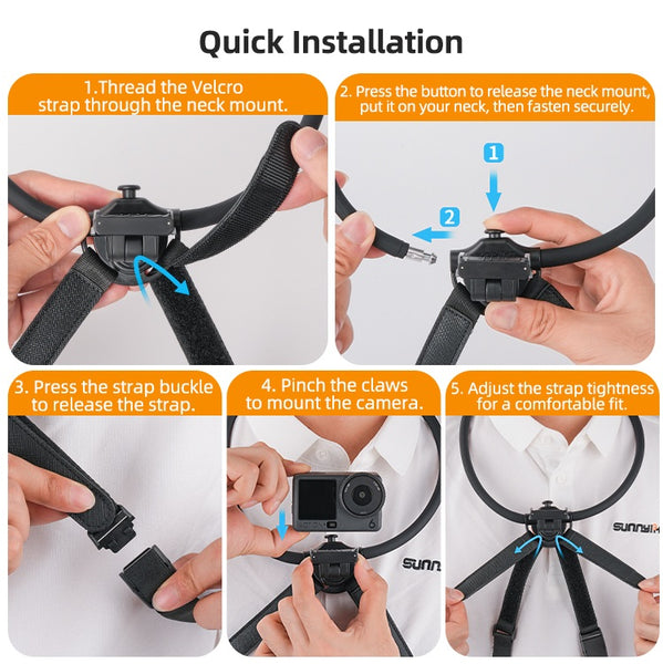 Magnetic Neck Strap Mount for Osmo Action 5 4 3 2 / Osmo 360