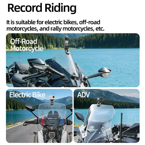 Motorcycle Windscreen Mount for Insta360 X5 / X4 Air / Ace Pro 2 1