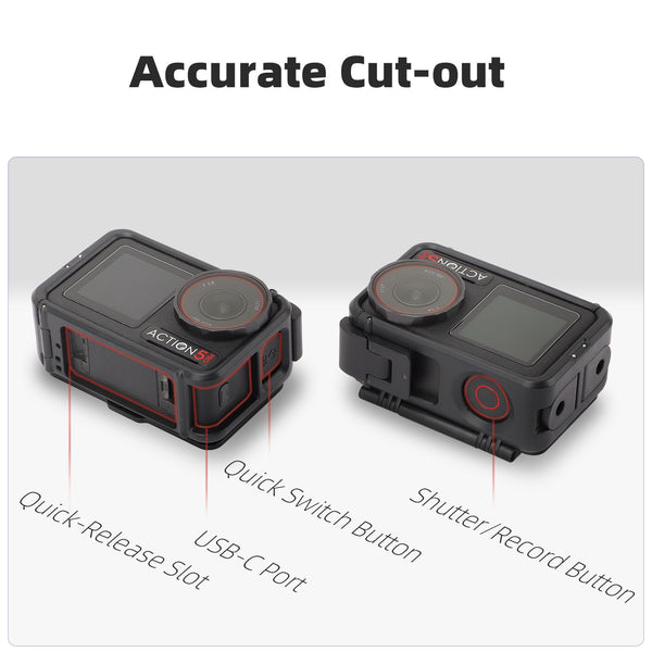 Protective Frame Case with Sun Hood for Osmo Action 5 Pro / Osmo Action 4 / Osmo Action 3