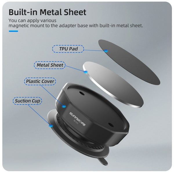 Suction Cup Magnetic Adapter Base for Insta360 X5 / X4 / X3 / X2 / Ace Pro 2 1 / GO Ultra / GO 3