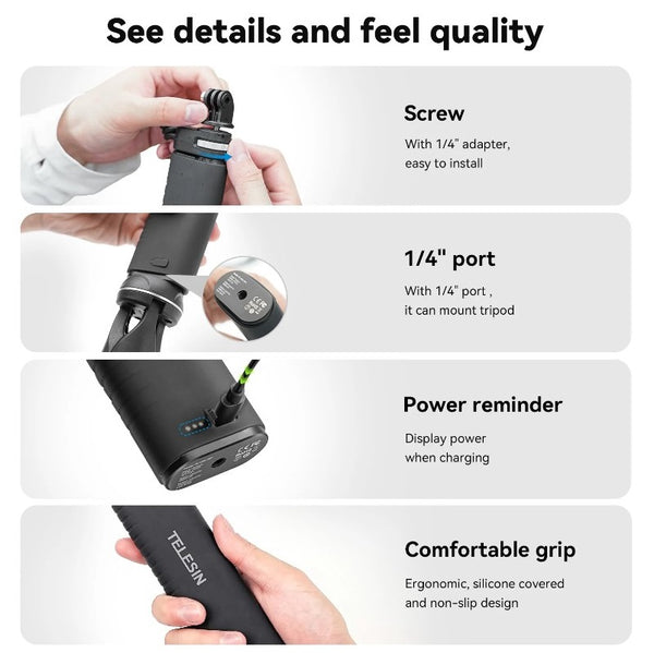 Selfie Stick Power Bank for Osmo Action 5 4 3 2 1 / Osmo 360