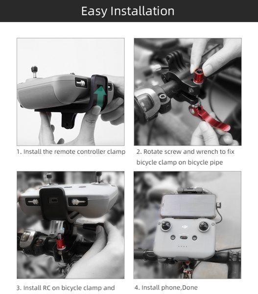 Bicycle Remote Control Holder for Mavic 3 / Mini 3 / Mini 2 / Air 2 (RC-N1 Controller)